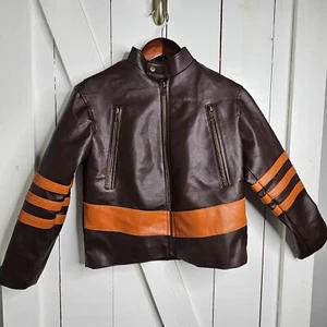 X-Men Origins Wolverine Jacket Brown/Tan by FLESH & HIDE Faux Leather Kids Large - Picture 1 of 22