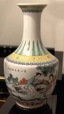 "Enormes jarrones japoneses de porcelana vintage de 19"" de altura para dos damas" Foto 1 de 4