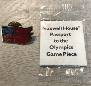 Vintage 1988 Maxwell House USA Sponsor for U.S. Olympic Team Pin Unopened - Picture 1 of 3