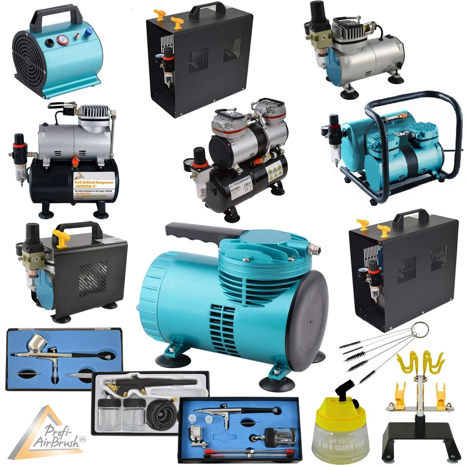 AIRBRUSH KOMPRESSOR SET KOMPLETT KIT AIRBRUSHPISTOLE SCHLAUCH AIRBRUSHKOMPRESSOR - Bild 1 von 1