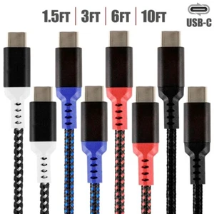 1.5 3 6 10 FT USB-C 2.0 Type C Fast Charging Sync Data Cable Cord Braided 3A - Picture 1 of 5