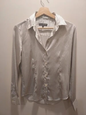 Dolce & Gabbana Mujer Blanca Negra Rayas Satén Clásica Camisa Abotonada 36 Foto 1 de 4