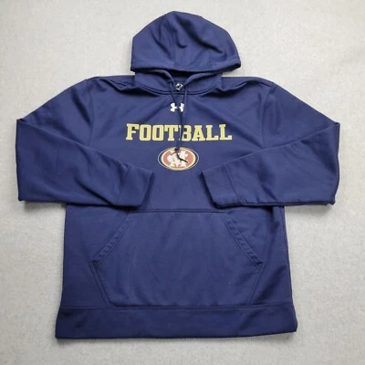 Under Armour Hoodie Adult M Blue Gold Pullover Sweater Hooded Sweatshirt Mens - Image 1 of 4