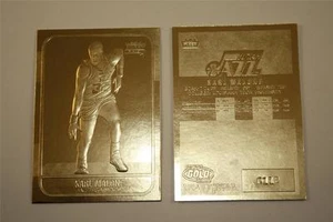 KARL MALONE 1986-87 Fleer NOVATO Tarjeta de Oro 23kt Esculpida Casi Nuevo-Nuevo Número de Serie - Imagen 1 de 1