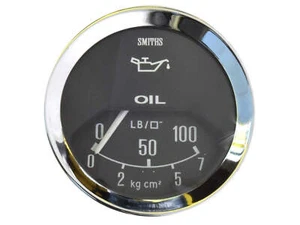 Medidor de presión de aceite de automóvil clásico Smiths + bisel cromado y cara negra GAE123 - Imagen 1 de 2