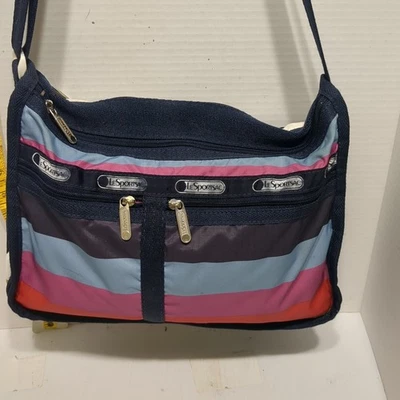 LeSportsac Classic Hobo Bag Rainbow Stripe Shoulder Crossbody Purse Lightweight  - Image 1 of 4