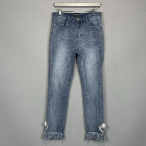 Jeans Frank Lyman donna L blu skinny crop frange alla caviglia impreziosito invecchiato - Foto 1 di 10