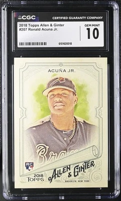 2018 Topps Allen & Ginter Ronald Acuna Jr RC CGC 10 GEMA como nuevo Foto 1 de 2