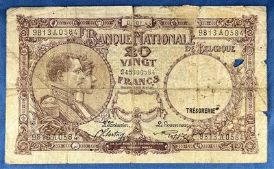 Belgium 1944 - 20 Francs - P-111.2 - ( Issued 03-01-44) - Economical Grade - Image 1 of 2