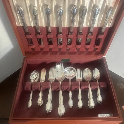 VTG Rogers Silverplate-Oneida LTD Silversmith-Elegant Lady (47-count) 2Drawer Bx - Image 1 of 4