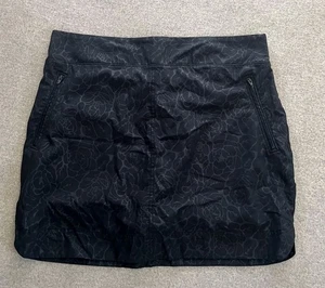 Pantalones cortos integrados de golf Orvis Skort para mujer medianos negros florales jacquard elásticos - Imagen 1 de 10