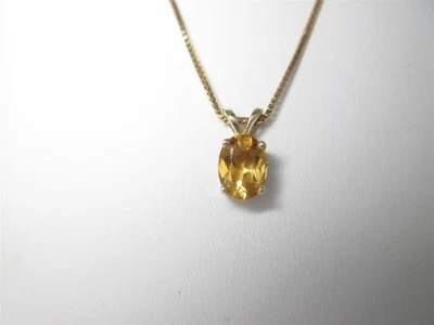 Collar solitario de citrino de oro 14k piedra de nacimiento de noviembre regalos cumpleaños 15" N366 Foto 1 de 4