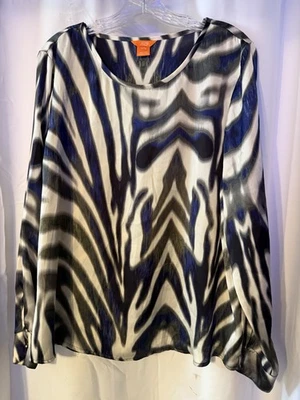 Blusa Joe Fresh Estampado de Cebra Sedosa Top X-Grande Manga Larga Foto 1 de 2