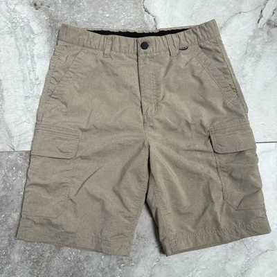 Hurley Buckle Hybrid Cargo Shorts Beige Snap Pockets Size 32 - Image 1 of 4