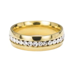 9ct Gold Eternity Ring Yellow Gold Engagement Gold Filled Ring Zircon  - Picture 1 of 8