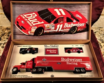 BILL ELLIOTT #11 Budweiser Racing Team 1/64 Diecast Transporter & 2 Car SET NEW - Image 1 of 4