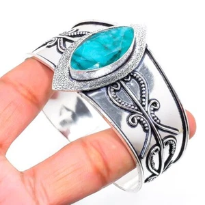 Skota mines Emerald Gemstone 925 Silver Ethnic Cuff Bracelet Adjustable - Picture 1 of 3