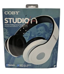 Auriculares estéreo plegables inalámbricos COBY STUDIO construidos con micrófono + control remoto blanco/negro *Leer* - Imagen 1 de 9