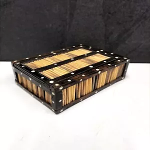 Beautiful Antique Porcupine Quill Box Inlaid And Ebony Sliding Lid - Picture 1 of 11