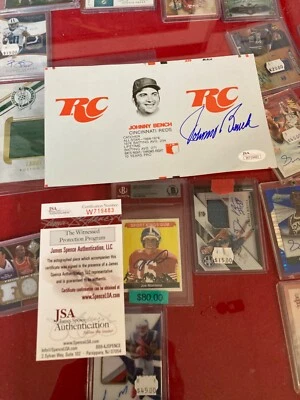 Johnny Bench Signed RC Cola Proof for 1977 RC Cola Can JSA Auth. Neat Bench Item - Image 1 of 3