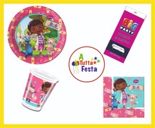 KIT ADDOBBI FESTA COMPLEANNO DOTT. PELUCHE X8X16X24X32X40 PERSONE PIATTI BICCH