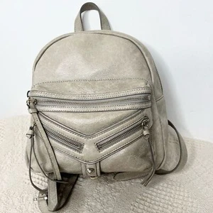 Botkier Trigger Leather Backpack Metallic Light Grey Cream - Picture 1 of 9