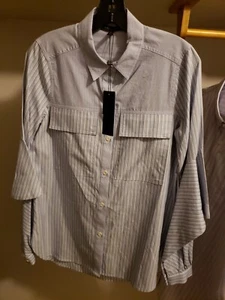 BCBG Max Azria Damen-Oberteil mit Knopfleiste gestreift - blau Combo - XXS - Bild 1 von 5