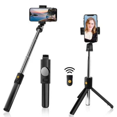 For Samsung Galaxy S21+ iPhone 12 Selfie Stick Tripod Extended Monopod Shutter  - Image 1 of 4