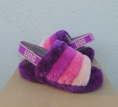 UGG БЕРРИЛОВЫЙ МУЛЬТИ ПУХ ДА СЛАЙД ТАПОЧКИ ИЗ ОВЧИНЫ, США 6/ЕВРО 37 ~ НОВЫЙ - Изображение 1 из 4