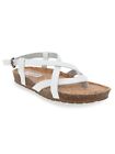 SUGAR Womens White Crisscross Detail Breathable Elexa Buckle Thong Sandals 9 M