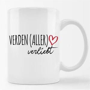 Kaffeetasse Verden Aller verliebt Keramik Tasse Weiß Geschenkidee Souvenir Präse - Picture 1 of 7