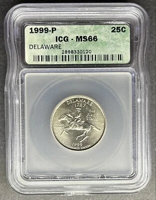 1999-P Delaware Quarter ICG MS-66, Buy 3 Items, Get $5 Off!! - Image 1 of 2