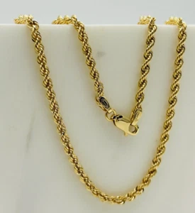 REAL 9ct Yellow Gold 3mm Twisted Rope Chain Necklace 16" 18" 20" 22" 24" Boxed - Picture 1 of 9