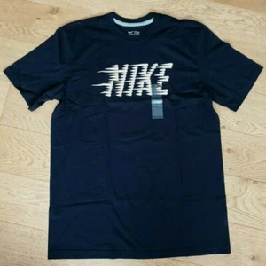 Mens Nike Flash T-Shirt UK Large 100% Cotton Top Small Black 472319 (QQ) - Picture 1 of 7