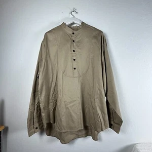 Scully Mens XL Brown Cotton Western Henley Bib Band Collar Button Down Shirt - Picture 1 of 8