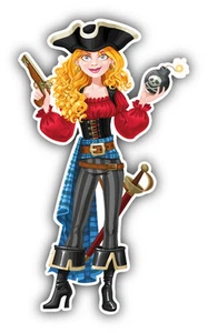 Piratenfrau Auto Autoaufkleber Aufkleber 3" x 5" - Bild 1 von 1
