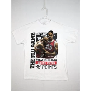 Chicago Bulls Flu Game T-Shirt Mens Medium White Michael Jordan Scottie Pippen - Picture 1 of 8