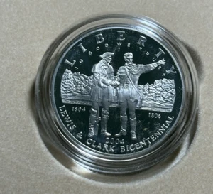 2004 Lewis & Clark Silver Dollar Proof Commem Coin & American Indian Pouch Set. - Picture 1 of 11