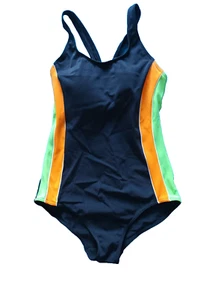 BHS UK 10 Black Mix Colourblock Padded Built-In Bra Racerback Swimsuit - Picture 1 of 3