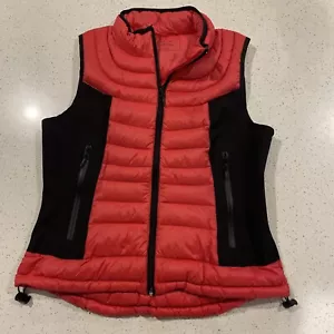 Bernardo Goose Down Vest Womens Large Sleeveless Full Zip Puffer Black/Red - Picture 1 of 5