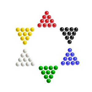 Set of 60 Glass Chinese Checker Replacement Marbles - 14mm, 6 Colors, 10 of Each