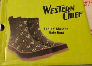 STIVALE DA PIOGGIA CHELSEA WESTERN CHIEF DONNA NUOVO CON SCATOLA TAGLIA 9 NERO SCARPA FLOREALE - Foto 1 di 6
