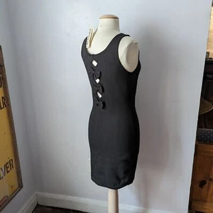 NWT Deadstock Black Bodycon Bow Tank Dress Size M - Picture 1 of 6