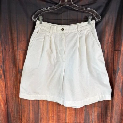 Shorts feminino vintage Marsh Landing branco mãe tamanho 12 plissado - Imagem 1 de 4