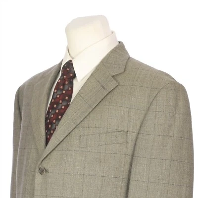 Abrigo deportivo Joseph Feiss color topo ventana cuadros lana chaqueta sin ventilación para hombre 44R Foto 1 de 4