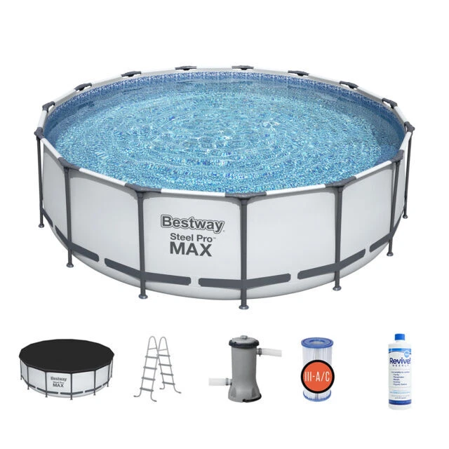 Bestway Power Steel 56690EBW 9.10'x6.7" Pool Set - Gray