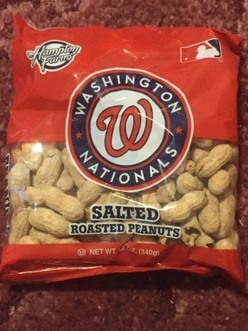 Washington Nationals MLB Hampton Farms Salted Roasted Peanuts Net Wt 12oz Bag Cover