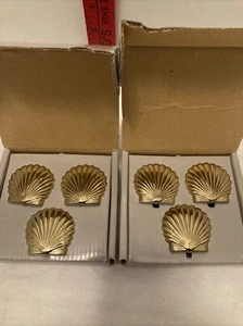 2 Sets PartyLite P7009 Seacrest Hurricane Lamp Shade Risers Solid Brass Scallop - Picture 1 of 10