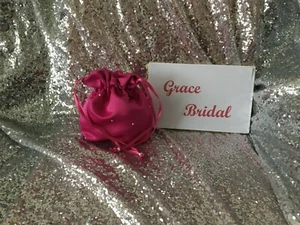 FUCHSIA PINK PEARL DUCHESS SATIN DOLLY BAG B/MAID FLOWER GIRL *free swatches* - Picture 1 of 6