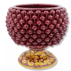 Vaso Mezza Pigna Caltagirone Bordeaux, con 4 opzioni misura (1Unità) gambo decor - Picture 1 of 25
